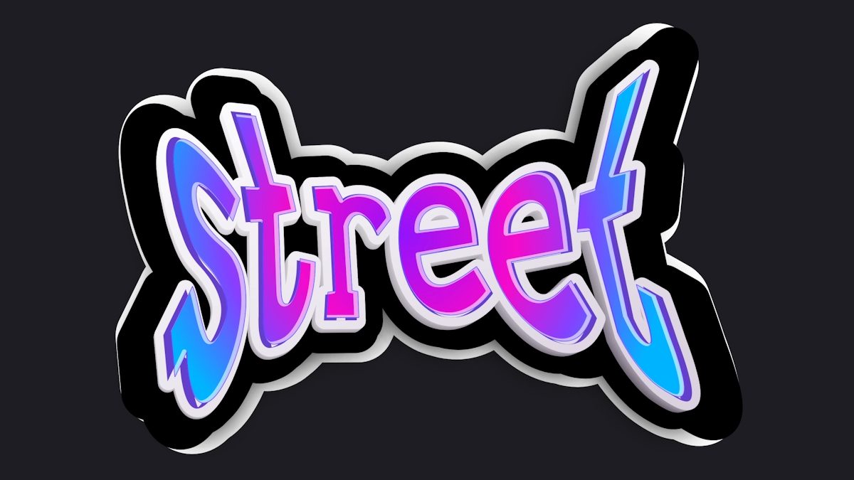 Fonte grafitti 3D brillante in stile sticker