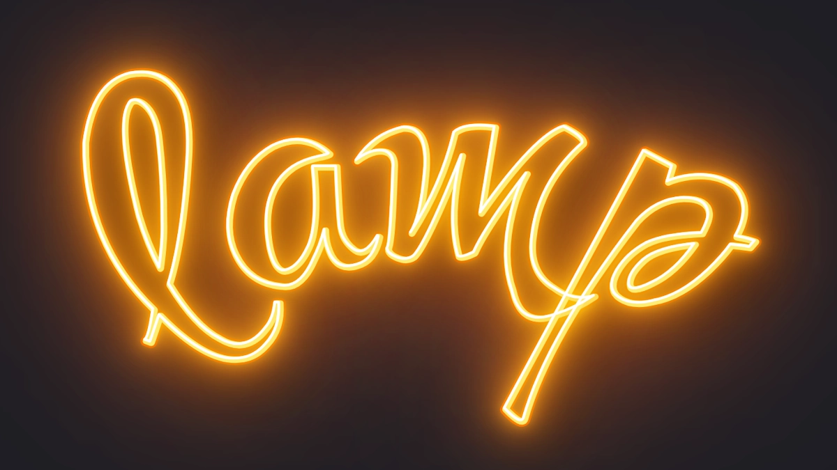 Cambia font su neon luminoso giallo