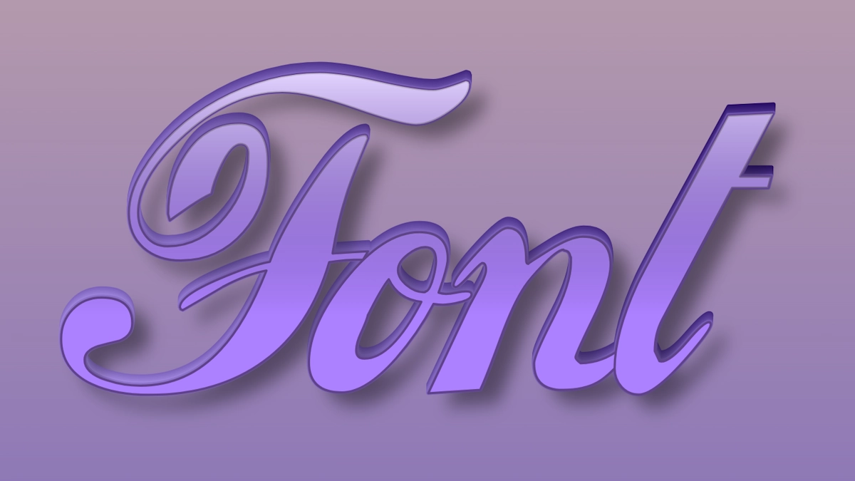Carattere 3D a mano bello di colore viola