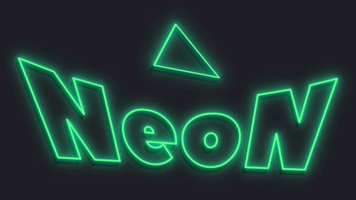 Testo neon verde 3D | Testo contornato luminoso