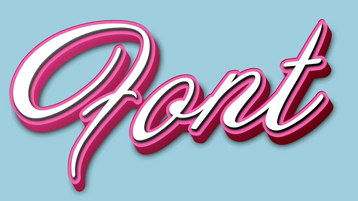 Carattere 3D corsivo rosa elegante