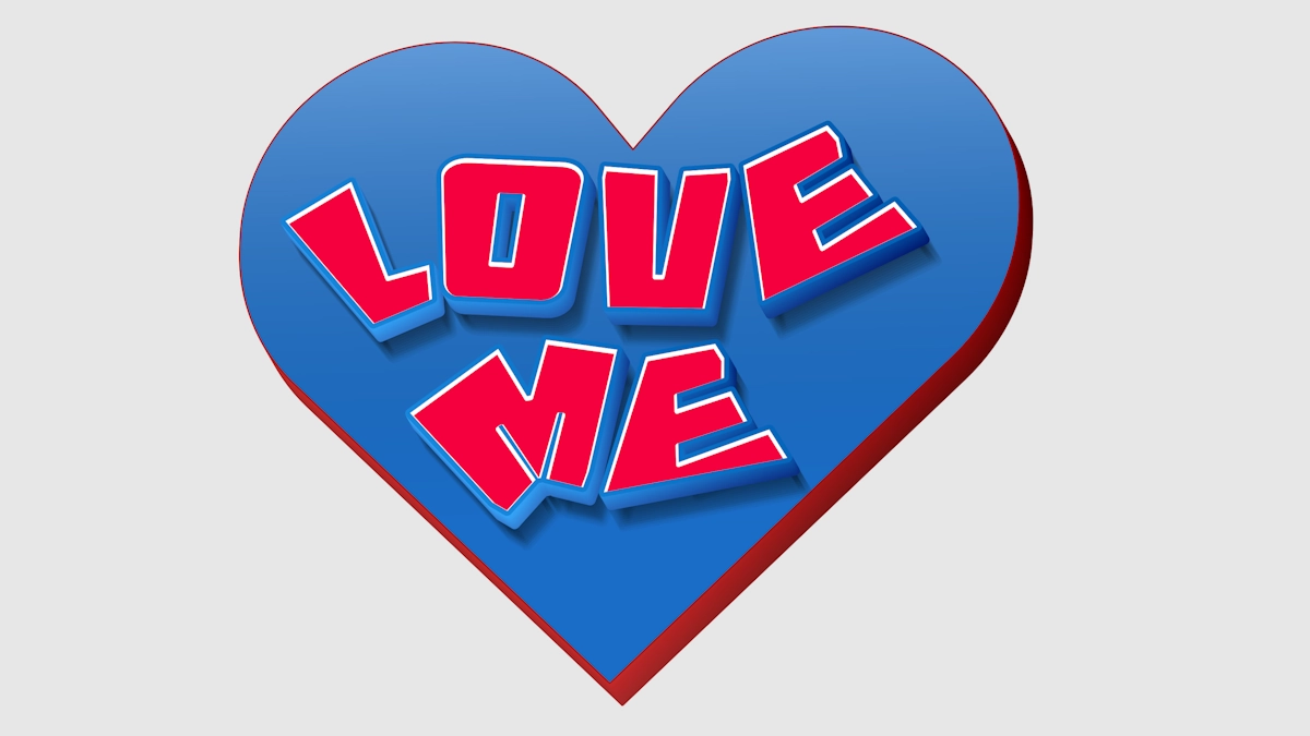 Firma bella con fonti belle dentro un cuore 3D blu