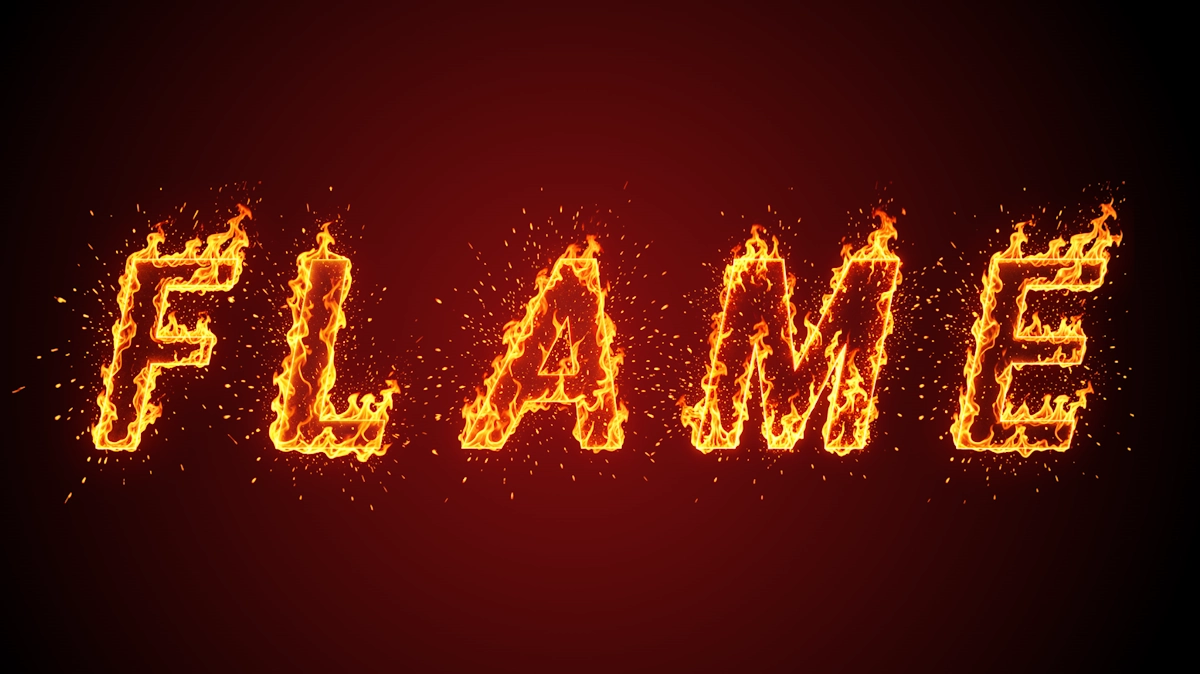 Effetto lettere in fiamme per il testo