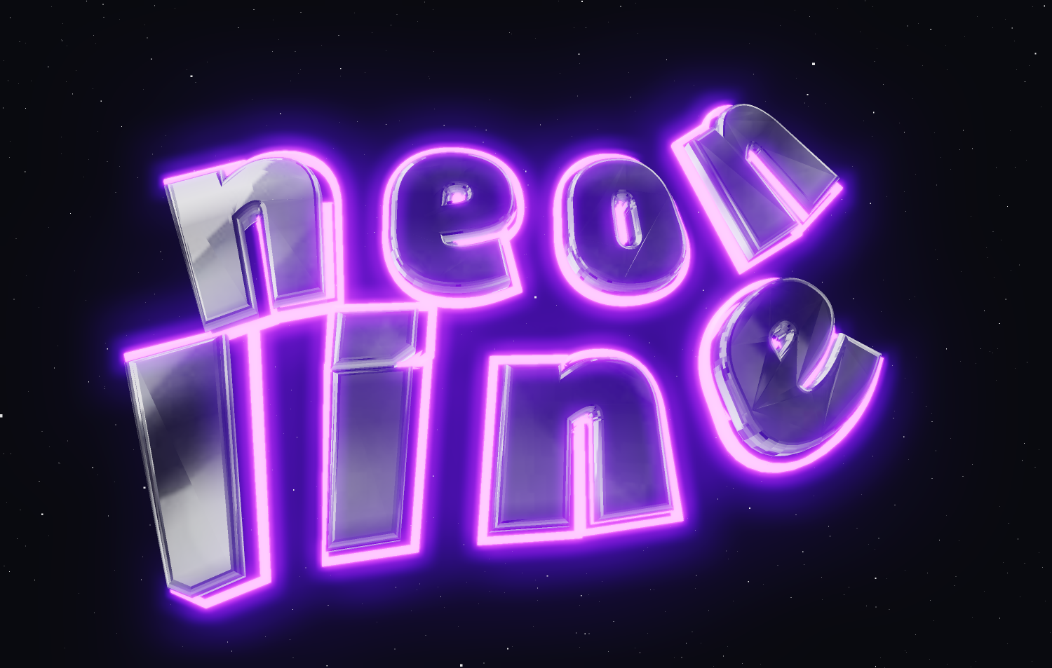 Testo 3D in stile retro anni '80. Font cromo neon.