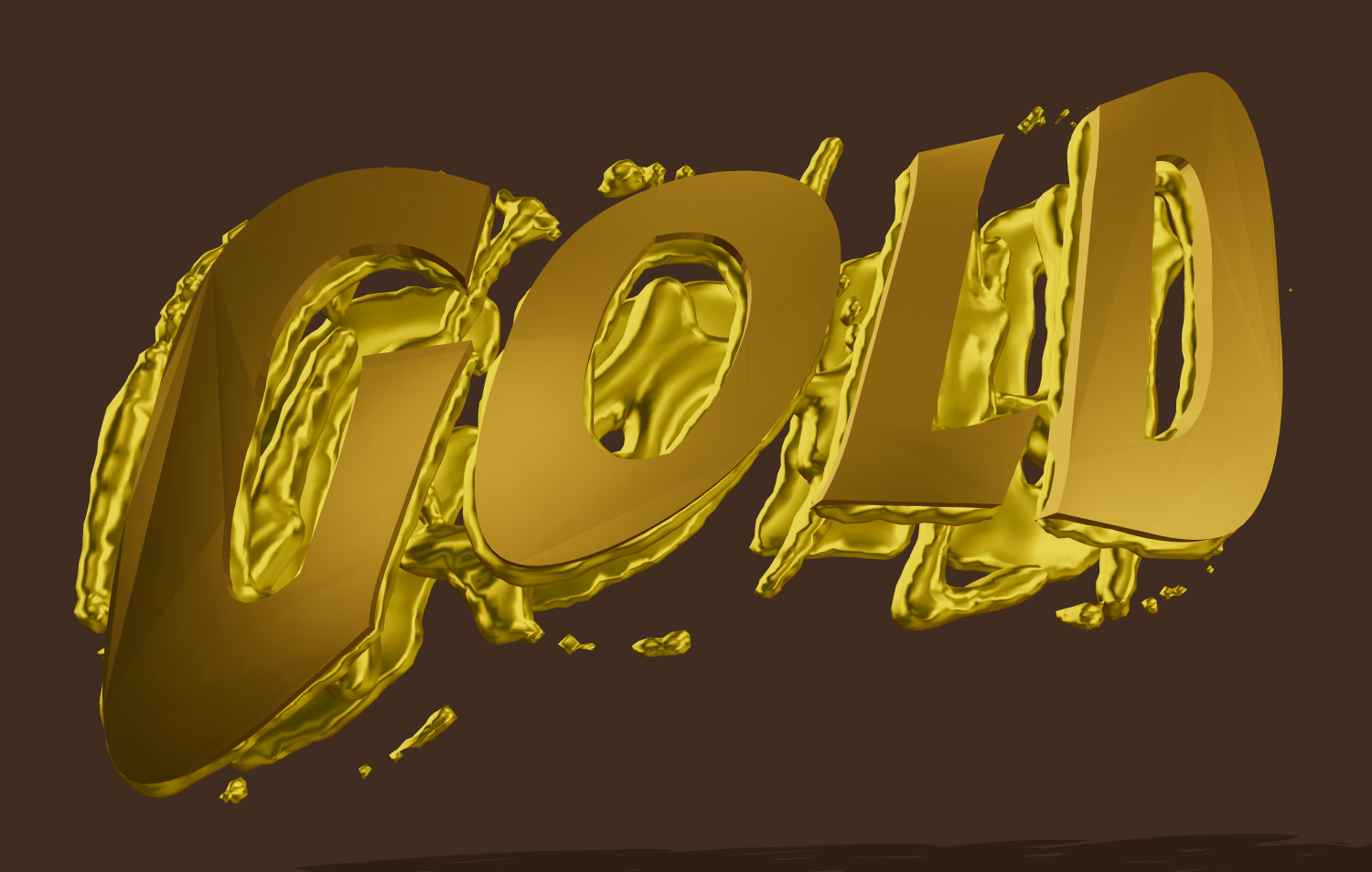 Testo 3D dorato con effetto metallo liquido. Fare un logo online.