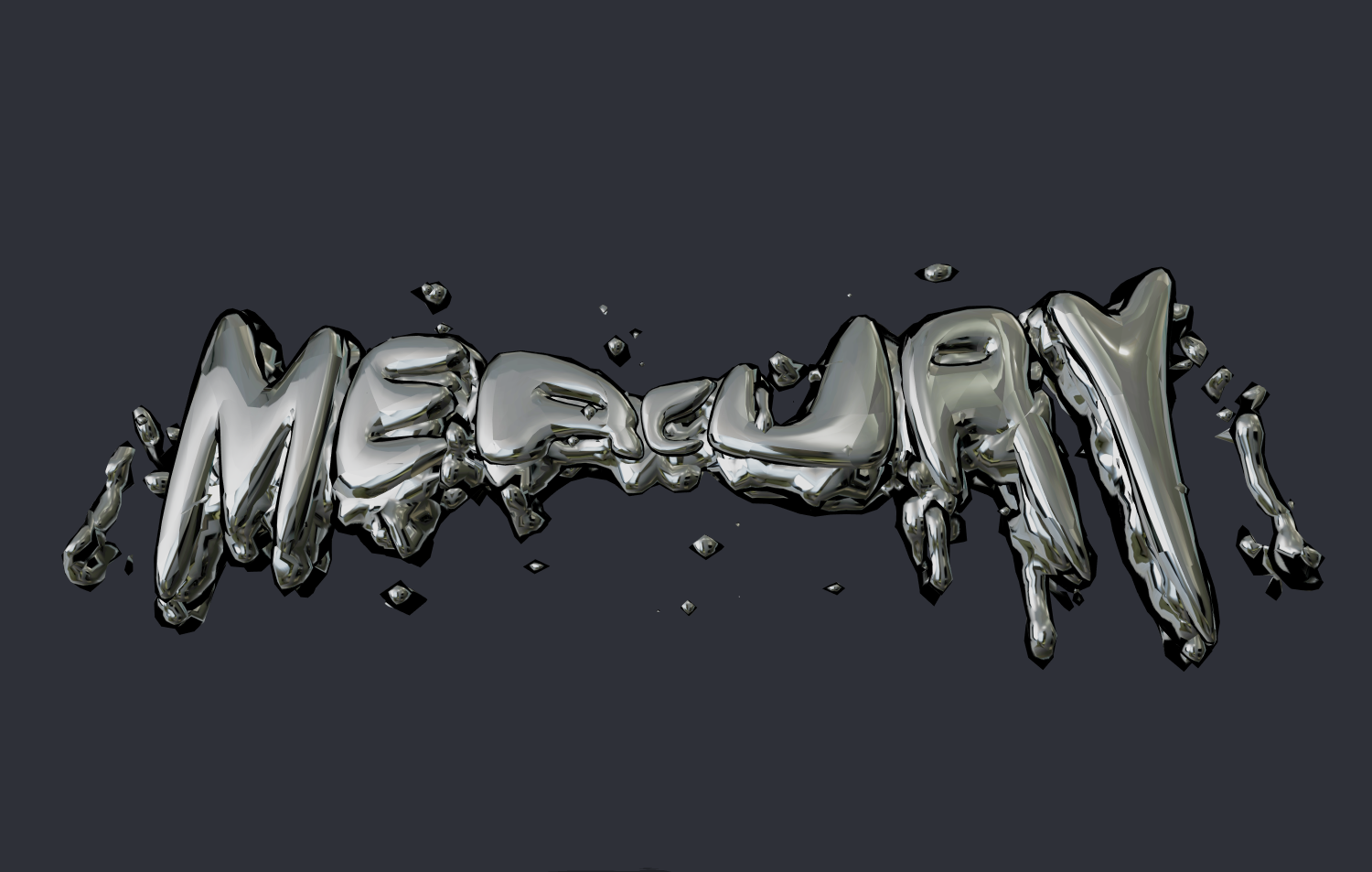 Scritta 3D in stile mercurio fuso. Font 3D per logo.